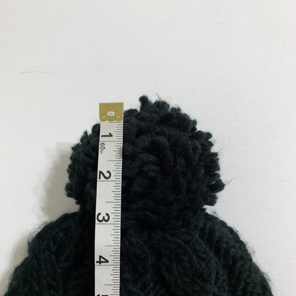 ALDO Black Chunky Knit Pompom Beanie Cable Knit One Size - Picture 5 of 8